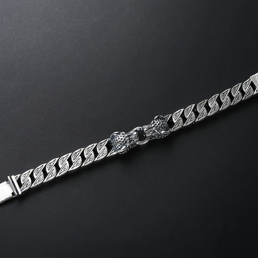 Pulsera de Plata Esterlina 925 Cabeza de Leopardo para Hombre Estilo Retro Grueso - Image 4