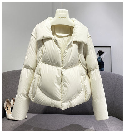Chaqueta Corta de Plumón de Pato Blanco Premium - Image 17