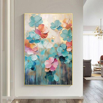 Cuadro de Flores Pintado a Mano - Arte en Lienzo para Sala de Estar - Image 2