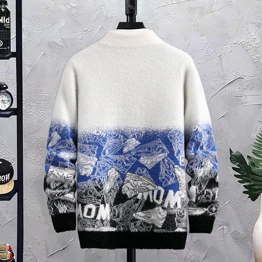 Suéter Hip Hop Patchwork Cuello Redondo para Hombre - Image 5