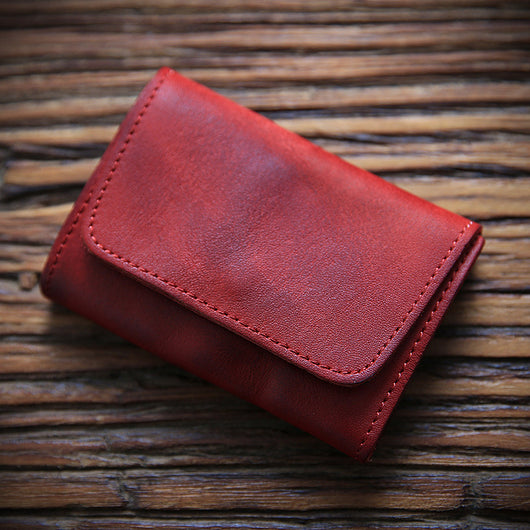 Billetera Corta de Cuero Vacuno Estilo Retro para Hombre
