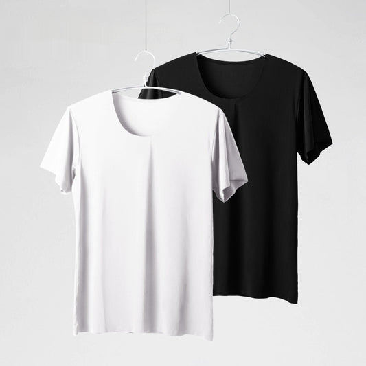 Playera Blanca Hombre Ice Silk Sin Costuras - Manga Corta Verano