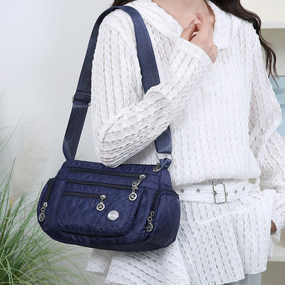 Bolso de Hombro Acolchado con Bordado y Almacenamiento de Tres Capas