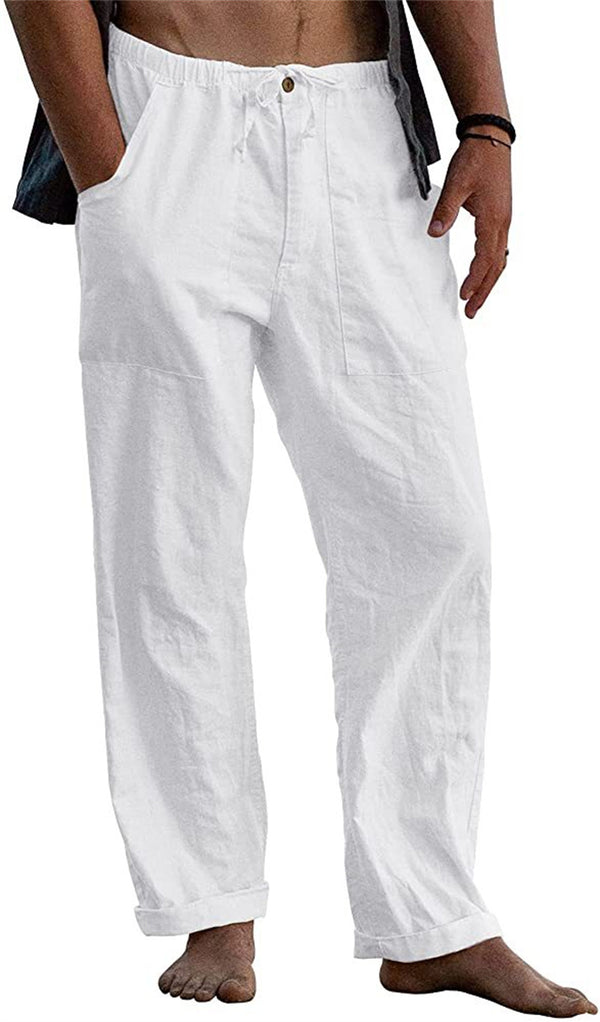 Pantalones de Lino Holgados con Cordón para Hombre - Image 9
