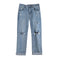 Pantalones Vaqueros Rotos Hombre Estilo Retro Japonés Cintura Suelta Pierna Recta