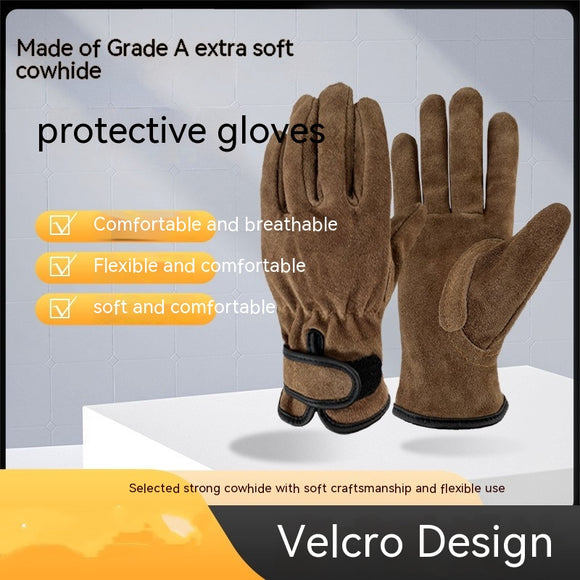 Guantes de Trabajo de Cuero Genuino Suave y Transpirable