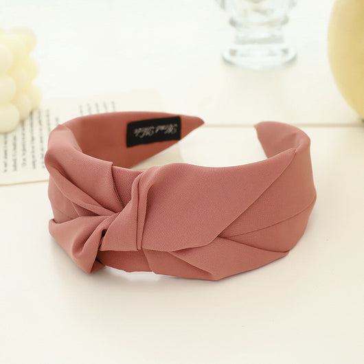 Diadema de Tela con Nudo Cruzado en Color Liso para Mujer - Image 3