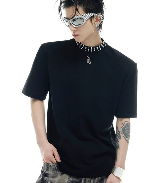 Blusa Modal con Cuello de Perlas y Strass - Manga Corta - Image 3
