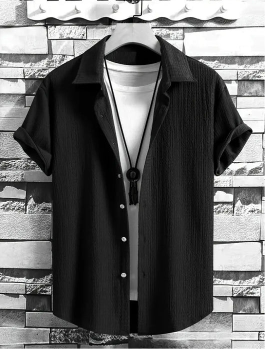 Camisa Casual de Manga Corta Holiday Leisure sin Arrugas para Hombre - Image 5