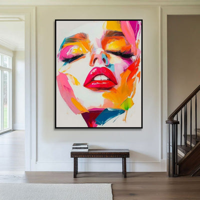 Cuadro Abstracto Moderno Pintura al Óleo Hecha a Mano - Rostro Contemporáneo con Técnica de Espátula - Image 2