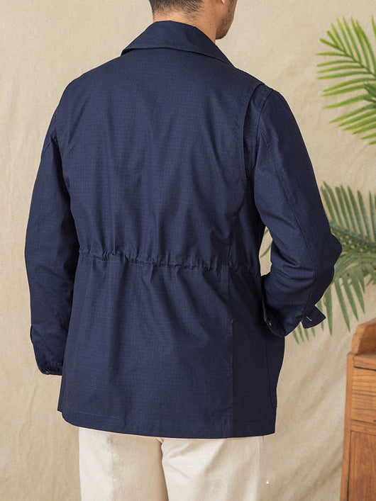 Chaqueta Casual de Algodón Ligero con Cuello Cubano y Estampado Cuadros - Image 6