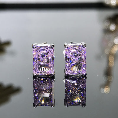 Aretes de Plata 925 con Diamante Rectangular de Alto Carbono - Image 9