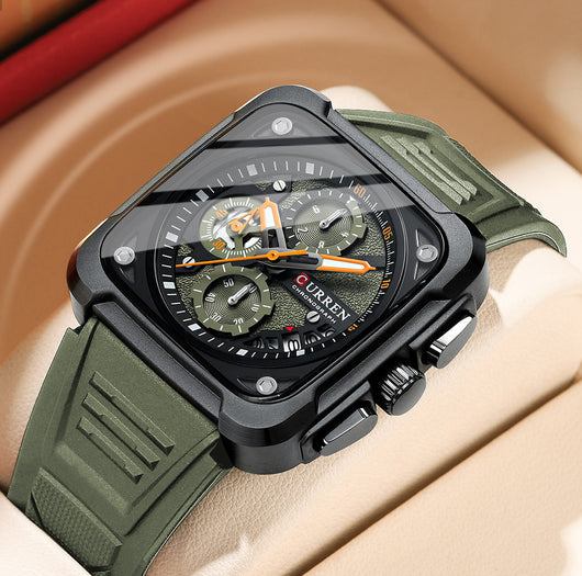 Reloj de Pulsera Cuadrado Multifunción con Seis Agujas para Hombre - Image 12