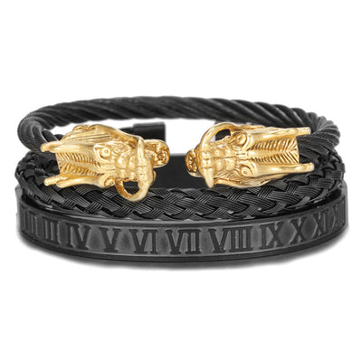 Pulsera de Acero Titanio Estilo Punk con Diseño Romano - Image 36