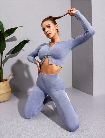 Conjunto Deportivo Yoga Mujer: Top sin Costuras y Pantalones Ajustados - Image 38