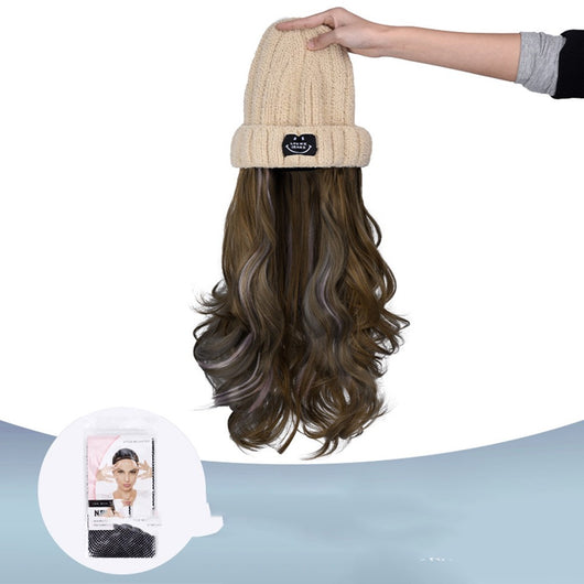 Gorro Peluca Degradado Beige Otoño Invierno - Cabello Rizado Largo - Image 9