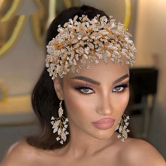Accesorios para el Cabello Nupcial Dorados de Lujo Exquisito