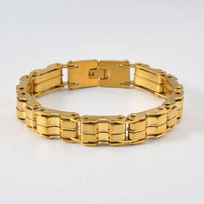 Pulsera de Oro para Hombre con Placa Curva y Diseño de Malla - Brazalete Hip-hop Elegante - Image 6