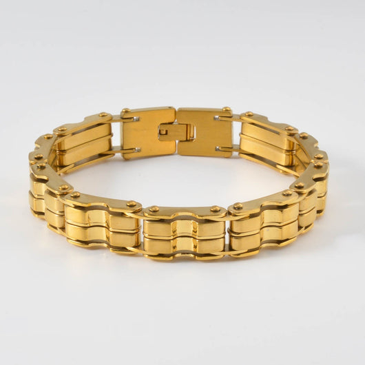 Pulsera de Oro para Hombre con Placa Curva y Diseño de Malla - Brazalete Hip-hop Elegante - Image 6