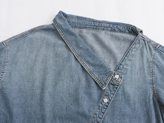 Camisa Denim Asimétrica Casual para Mujer - Image 10