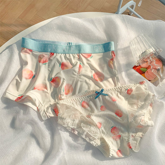 Conjunto de Ropa Interior para Parejas Sabor Durazno - Algodón Seda Fría Verano - Image 8