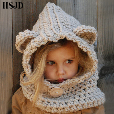 Gorros Tejidos para Niñas Invierno con Bufanda Osito Lindo Sombreros Infantiles Otoño - Image 2