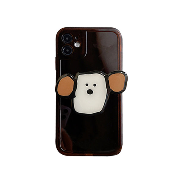 Funda para Teléfono Perro Orejas Grandes con Soporte Marrón Chocolate