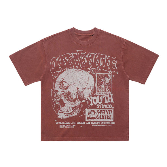 Camiseta Suelta Estampado Diseño Urbano para Hombre