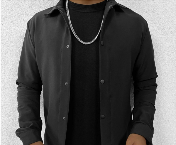 Camisa Manga Larga con Cuello Contrastante para Hombre