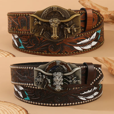 Cinturón Vaquero Punk Retro con Hebilla Bullhead - Image 10