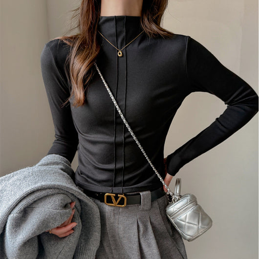 Blusa de Cuello Tortuga Manga Larga Versátil para Mujer