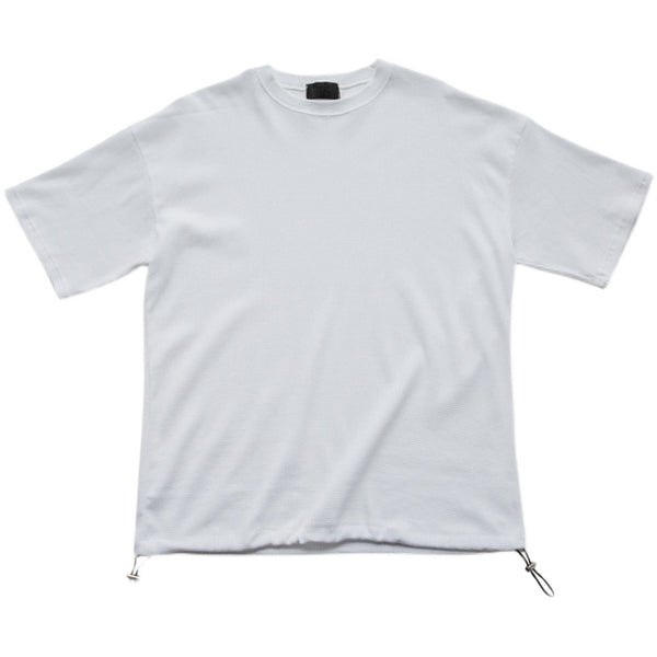 Camiseta Blanca de Algodón Texturizado Tipo Waffle