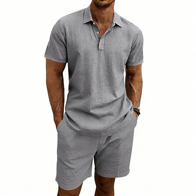 Conjunto de Shorts y Camiseta de Lino para Hombre - Ajuste Relajado - Image 3