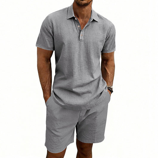Conjunto de Shorts y Camiseta de Lino para Hombre - Ajuste Relajado - Image 3