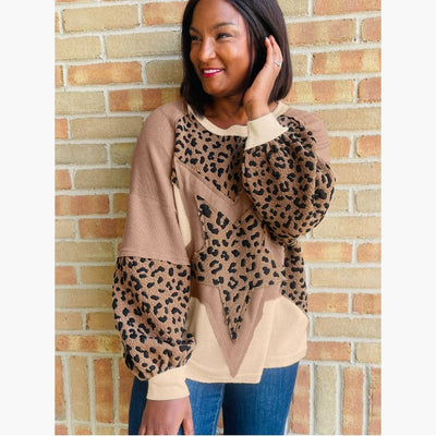 Blusa Estampado Leopardo Manga Larga con Tirantes de Diseñador - Image 10