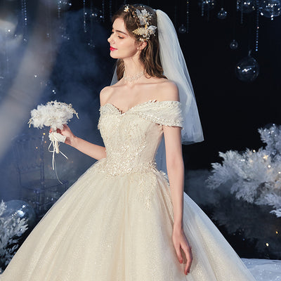 Vestido de Novia Asimétrico con Detalles Estelares y Cola Fluida - Image 11