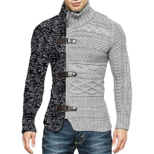 Cardigan de Punto con Bloques de Color y Botones en Cuero - Image 8