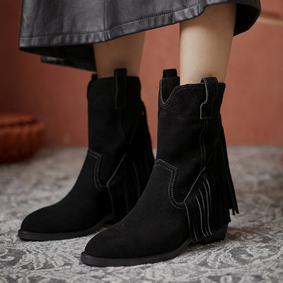 Botas de Tacón Grueso con Punta y Borlas - Image 9