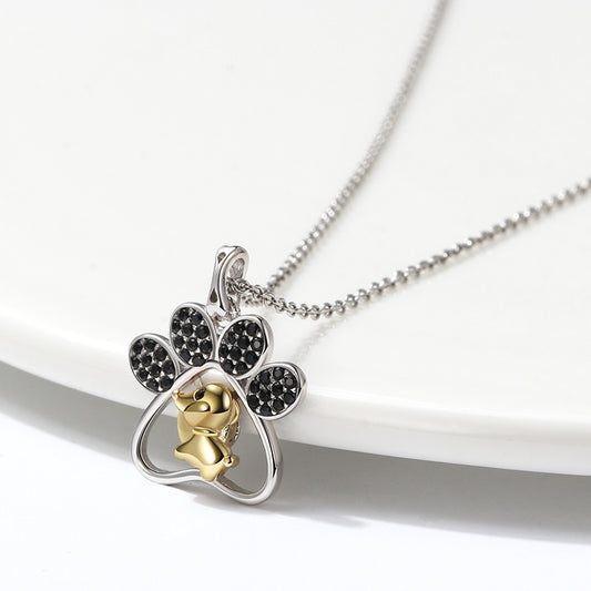 Collar de Oro 14K con Perro Calado - Diseño Cartoon Elegante