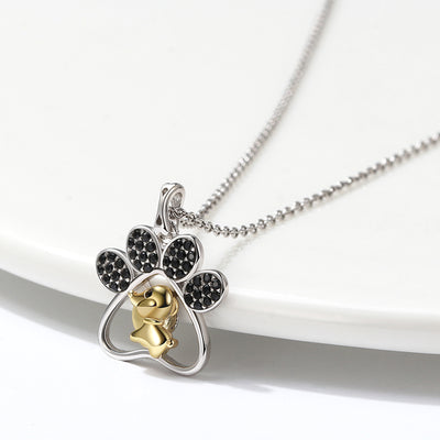 Collar de Oro 14K con Perro Calado - Diseño Cartoon Elegante