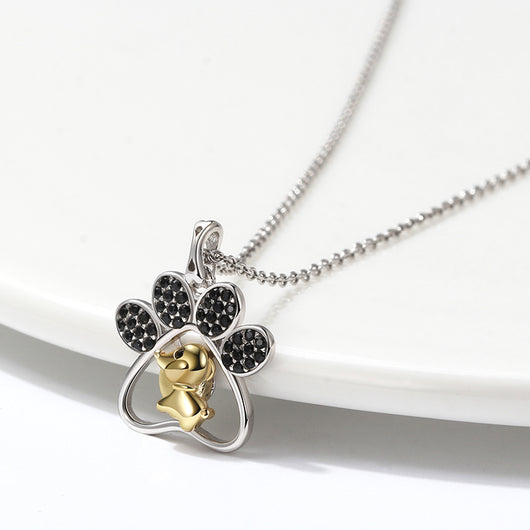 Collar de Oro 14K con Perro Calado - Diseño Cartoon Elegante