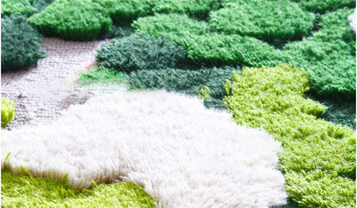 Tapete Lana Tejido a Mano Bosque Musgo - Mesa Redonda Sala de Estar - Image 6