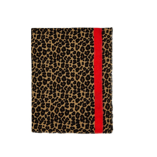 Poncho Leopardo Rojo Navideño en Cashmira Sintética - Abrigo Cálido para Otoño e Invierno - Image 5
