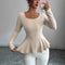 Blusa Manga Larga con Espalda Abierta Elegante