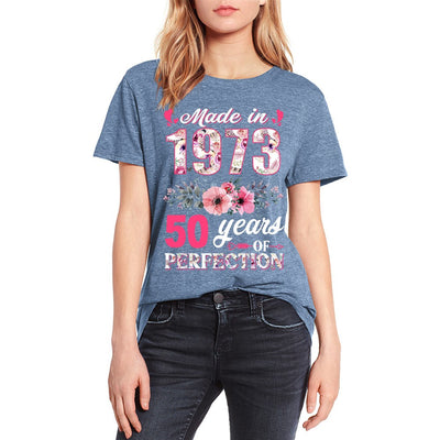 Camiseta Retro Estampado Floral 1973 para Mujer