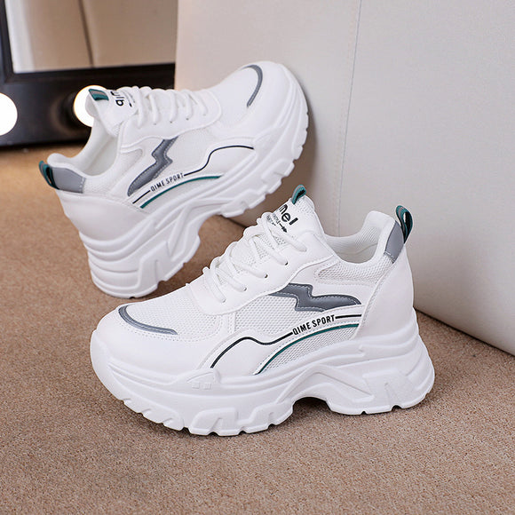 Zapatos Blancos Deportivos con Plantillas Elevadoras Transpirables