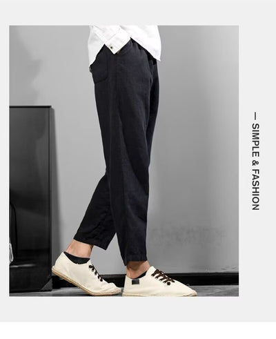 Pantalones Casuales de Lino y Algodón para Hombre - Ajuste Versátil - Image 20