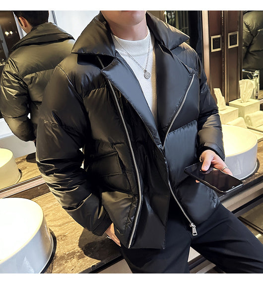 Chaqueta Acolchada de Plumas para Hombre con Cuello Clásico - Image 25