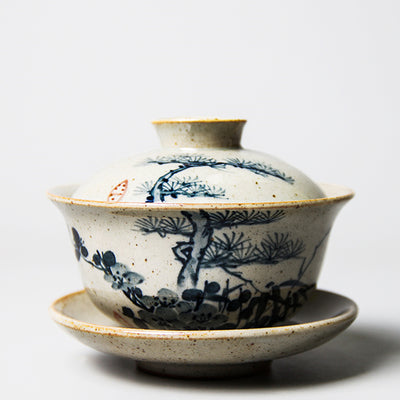 Tazón Vintage Sancai con Tapa - Porcelana Azul y Blanco Pintada a Mano - Image 6