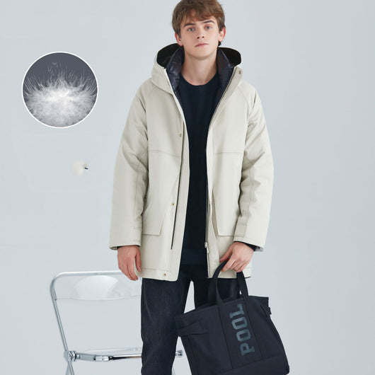 Chaqueta de Plumas de Pato Blanco Suelta para Hombre - Estilo Invernal Elegante